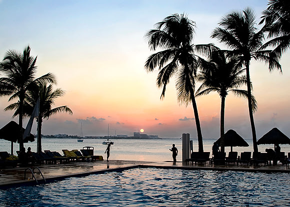 Cancun Mexico Sunset at a Beach Resort